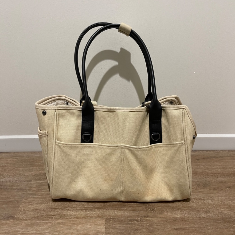 Everyday Pet Carrier Canvas Tote in Beige | Dog Cat Travel Accessories